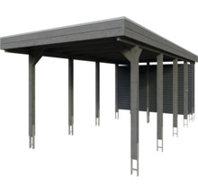 Dřevěný carport se sloupky a zadní stěnou