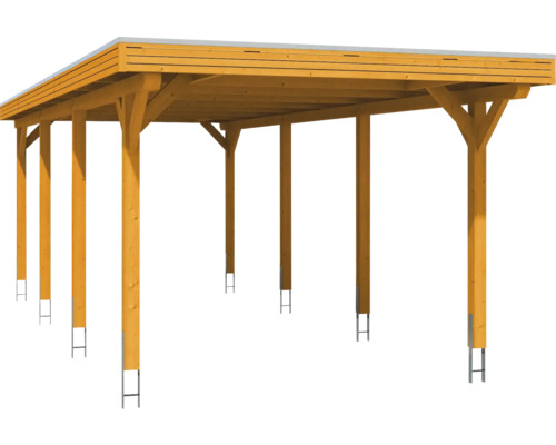 Dřevěný carport s plochou střechou