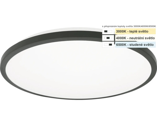 LED stropní svítidlo Top Light Onyx KS CCT IP44 10 W 1000 lm 3000-4000-6500 K černé