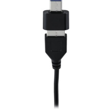 Černý USB kabel s konektory USB typu A a USB typu C