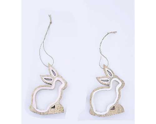 Dva dřevěné králičí přívěsky se šňůrkou