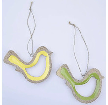 Dva dekorativní ptáčci k zavěšení z přírodních vláken