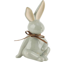 Dekorativní keramický zajíc s mašlí jako velikonoční dekorace