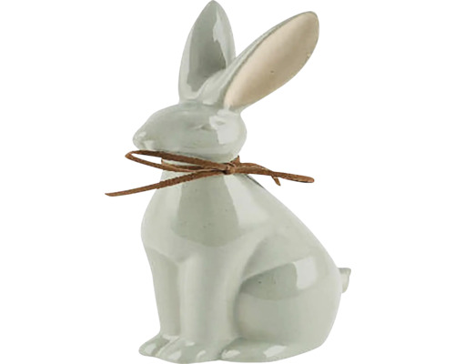 Dekorace zajíc s mašlí sedící keramika 22 x 9,5 x 7 cm Dekorativní velikonoční zajíček s mašlí jako dekorace stolu