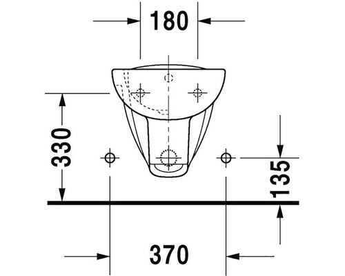 Technický výkres závěsného WC s rozměry.