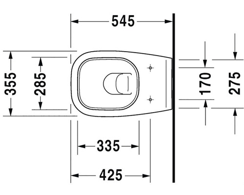 Technický výkres závěsného WC s rozměry