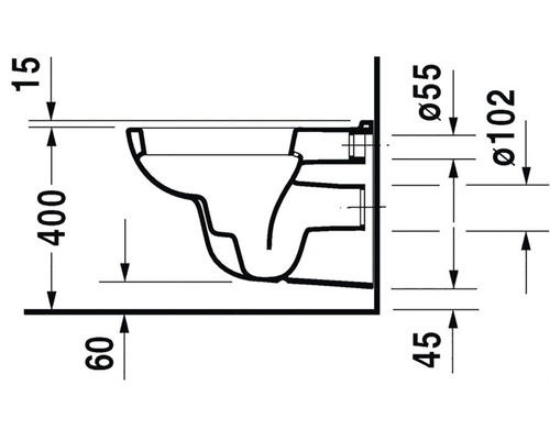 Technický nákres závěsného WC s rozměry