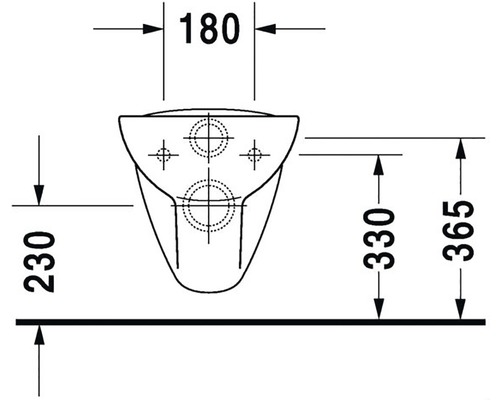 Technický výkres závěsného WC s rozměry.