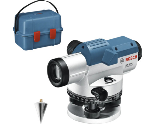 Logo Bosch. Stavební nivelační přístroj s příslušenstvím a přepravním kufříkem