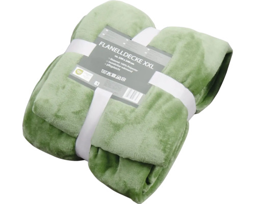 Zelená flanelová deka XXL, přibližně 220 x 240 cm, ze 100 procent polyesteru, úžasně hřejivá a nenáročná na údržbu.