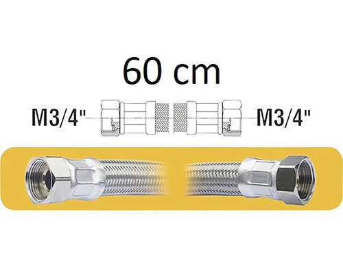 Hadice nerezová M3/4"xM3/4" 60 cm pro vodárny a čerpadla