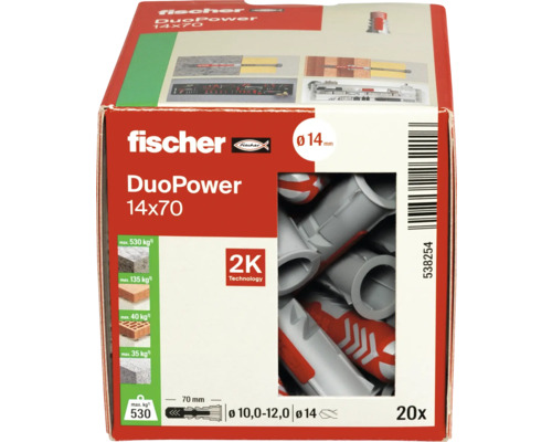 Hmoždinky Fischer DuoPower 14x70, 20 kusů