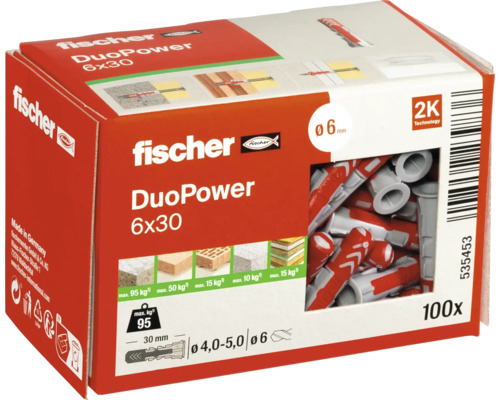 Hmoždinky Fischer DuoPower 6x30, balení 100 kusů