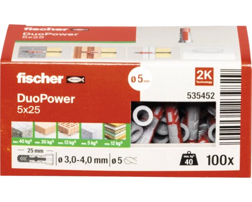 fischer Hmoždinky DuoPower 5x25, 100 kusů