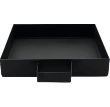 Černá kovová miska na rostliny s rukojetí