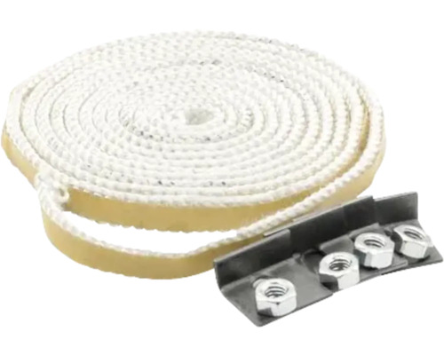 Těsnění skla (včetně lepícího materiálu/svorek) pro krbová kamna MAGNA, TIFANO, TURIN, PAMIR Těsnicí šňůra a upevňovací materiál pro dvířka trouby