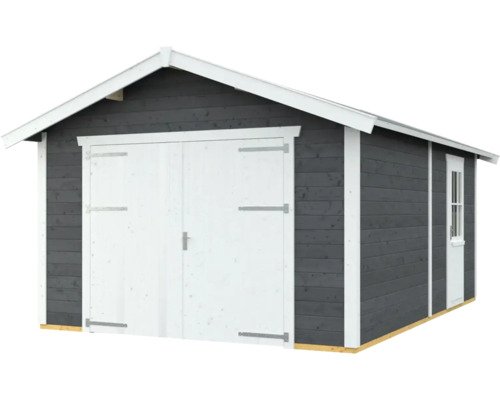 Dřevěný zahradní domek s dvoukřídlými dveřmi a oknem