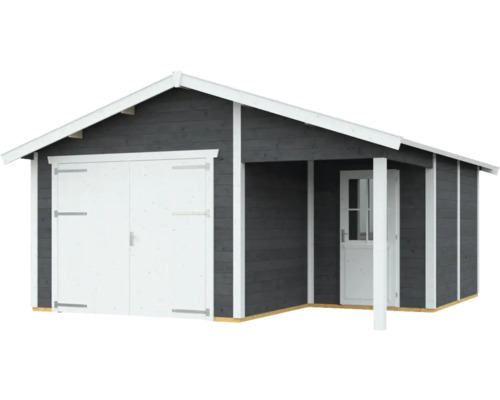 Zahradní domek s dvoukřídlými dveřmi a bočním vchodem