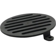 Kulatý tmavý podlahový odtok s štěrbinovým vzorem