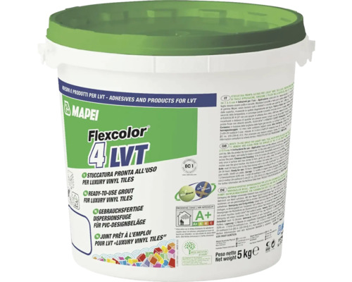 Spárovací hmota Mapei FLEXCOLOR 4 LVT 5 kg hedvábná Kbelík Flexcolor 4 LVT hotová disperzní spárovací hmota pro PVC designové krytiny