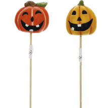 Dva dýňové zápichy s obličejem na halloweenskou výzdobu