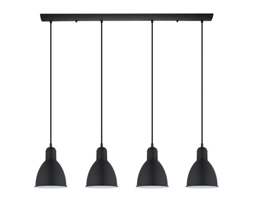 Černé závěsné svítidlo se čtyřmi žárovkami