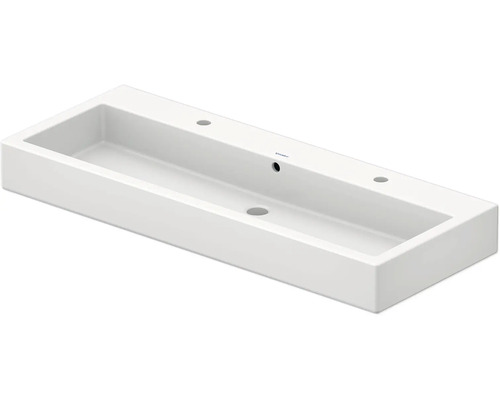 Dvojumyvadlo na desku DURAVIT sanitární keramika bílá 120 x 47 x 17,5 cm 454120026 Obdélníkové keramické umyvadlo s otvorem pro kohoutek a přepadem
