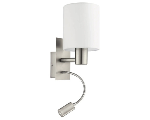 Nástěnná lampa s lampičkou na čtení a látkovým stínidlem