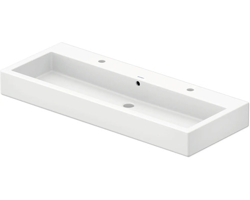 Dvojumyvadlo na desku DURAVIT sanitární keramika bílá 120 x 47 x 17,5 cm 4541200261 Obdélníkové umyvadlo na desku z keramiky s otvory pro kohoutek
