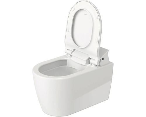 Závěsné WC s hlubokým splachováním, otevřeným splachovacím kruhem a WC sedátkem