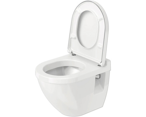 Závěsný hlubokosplachovací klozet s otevřeným splachovacím kruhem a WC sedátkem