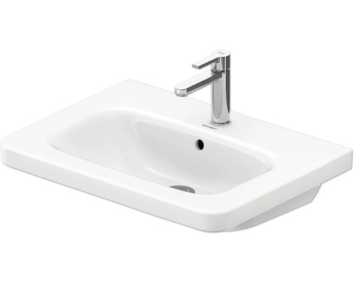Bílé umyvadlo na desku z sanitární keramiky s baterií