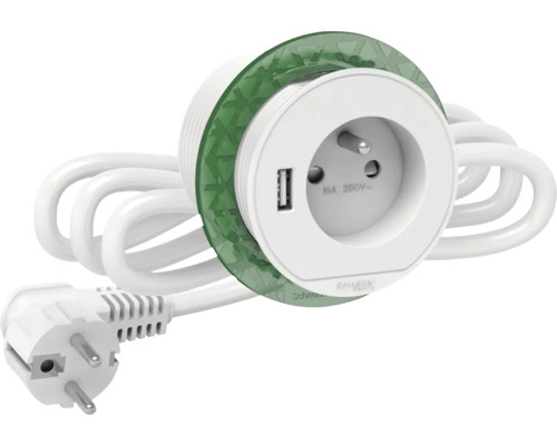 Zásuvka s USB portem a přívodním kabelem