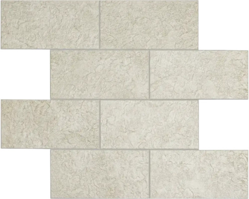 Uspořádání obdélníkových, světlých obkládaček se strukturou