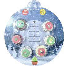 Balení 150 mini papírových košíčků na pečení s vánočními motivy