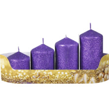 Sada čtyř fialových svíček s třpytkami