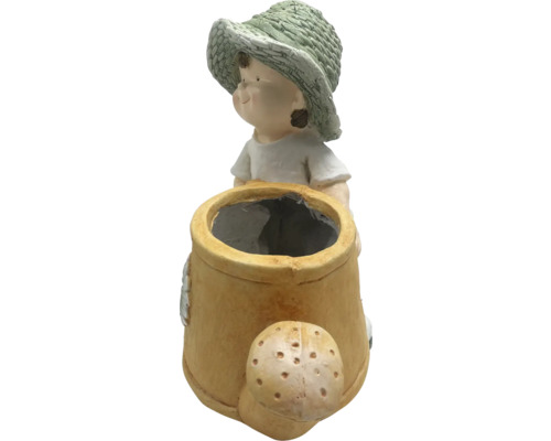 Dekorativní zahradní figurka chlapce s konví jako květináč