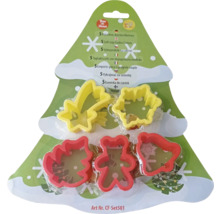 Pět vykrajovátek na cukroví ve tvaru padající hvězdy, hvězdy, stromu, medvídka a zvonku