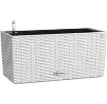 Obdélníkový květináč se zavlažovacím systémem a logem Lechuza.