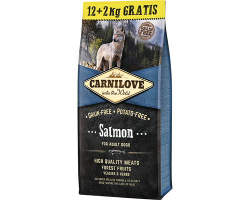 Granule pro psy Carnilove Grain Free Salmon for Adult 12+2 kg zdarma