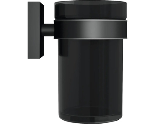 Černý kelímek na zubní kartáčky pro montáž na stěnu