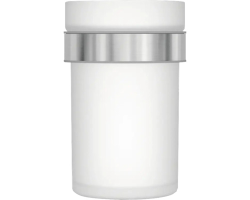 Bílá skladovací nádoba s kovovým víkem