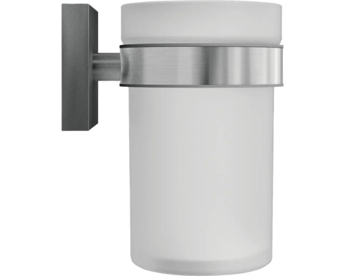 Nástěnný držák na kelímek na zubní kartáčky se saténovou skleněnou nádobou