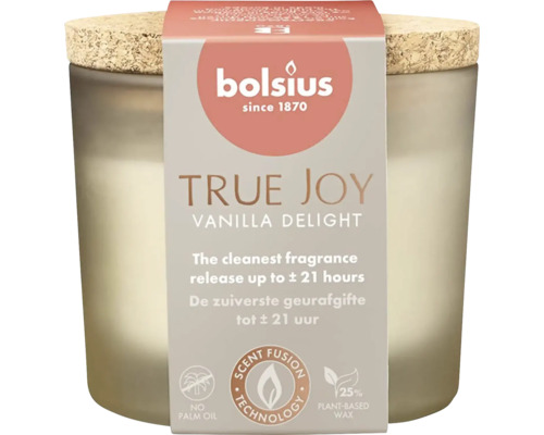 Svíčka vonná ve skle Bolsius TRUE JOY 8 x 7 cm 120 g vanilka