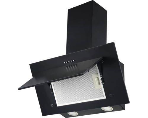 Odsavač par s otevřenou klapkou tukového filtru a osvětlením