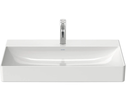 Obdélníkové umyvadlo na desku ze sanitární keramiky s baterií