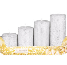 Sada čtyř stříbrných válcových svíček