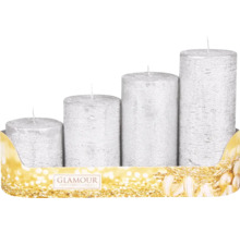 Sada čtyř stříbrných sloupových svíček