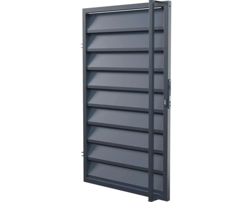 Branka POLARGOS Mistral 90x150 cm levá s madlem antracit RAL7016 elektrozámek Šedá zahradní branka s lamelami