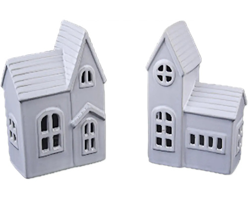 Dva dekorativní domy z keramiky